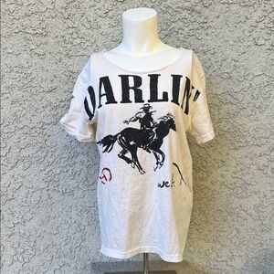 Darlin Swimwear Horseman Cotton Tee Graphic Shirt Cowboy Lasso Rodeo Western Top